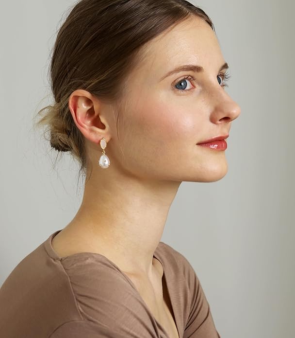 OZEL – Crystal Earrings for Women Dangle – 14K Gold Plated Lightweight Daily Fashion Earrings