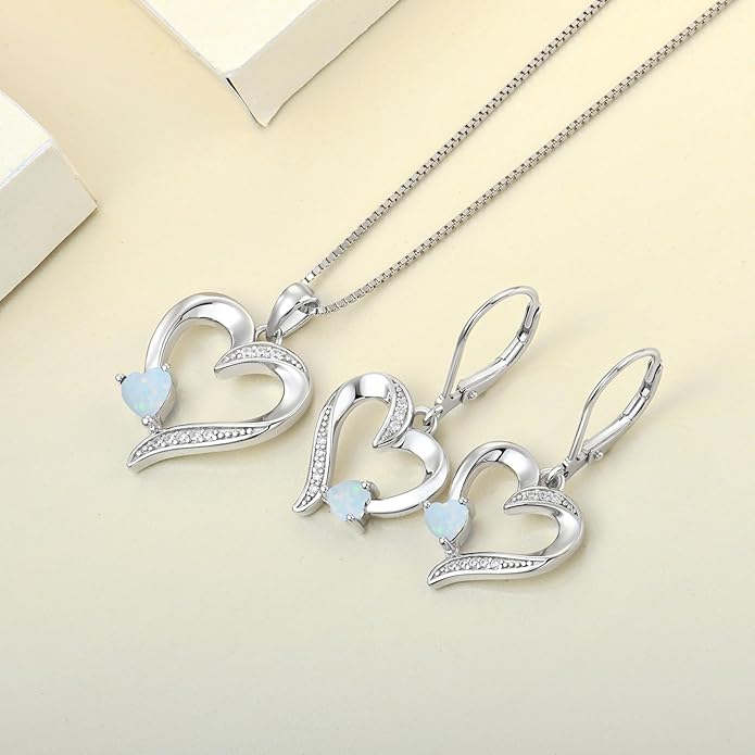 YL Heart Dangle Earrings 925 Sterling Silver Drop Earrings Birthstone Leverback Jewelry for Women