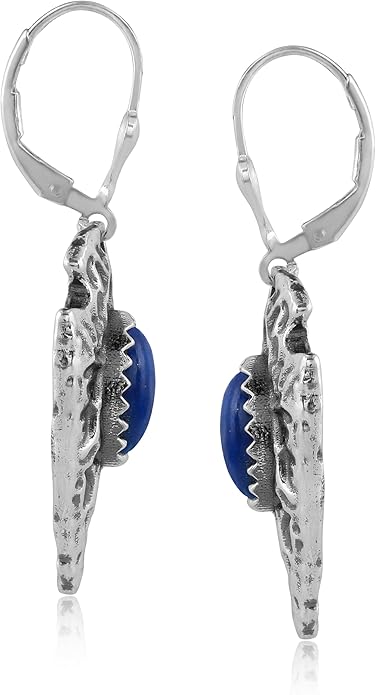 American West Jewelry Fritz Casuse Sterling Silver Arrowhead and Genuine Gemstone Lever Back Earrings