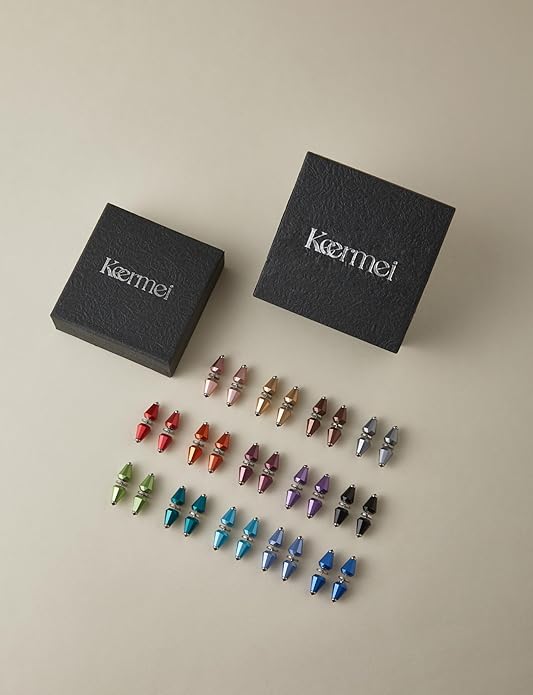 Keermei 3 Pairs Trendy Colorful Jewelry Set for Women or Men, Versatile Wear As Stud Earrings or Brooch Pin, Lightweight Aluminum Alloy Inlay With Gemstones, Hypoallergenic Titanium Studs