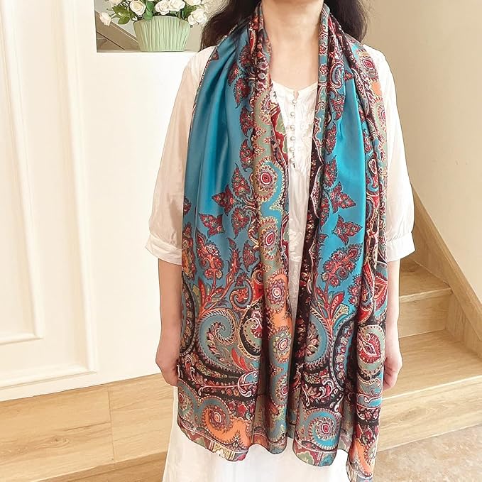 Long Silk Like Scarf Lightweight Satin Scarves Large Sunscreen Shawl Wrap for Women