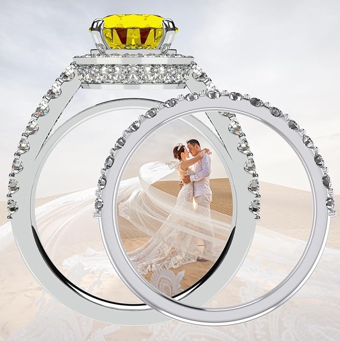 NANA Jewels Sterling Silver Engagement Rings for Women - Choose Simulated Morganite, Citrine, Aquamarine & More