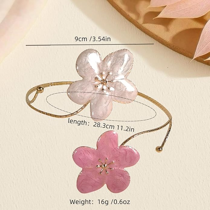 Gold Flower Arm Cuff | Adjustable Cherry Blossom Arm Bracelet Upper Arm | Boho Jewelry for Women, Daily/Party Gift