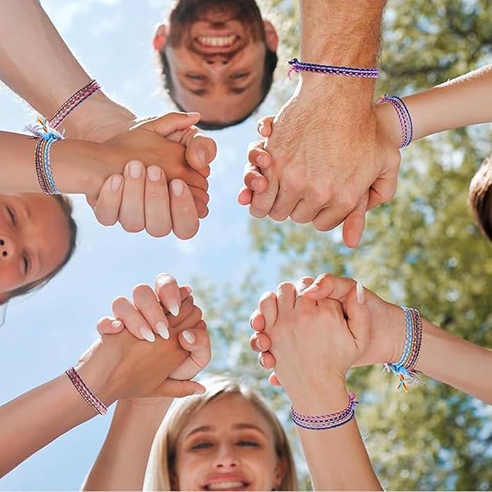 cobee 30Pcs Woven Wrap Friendship Bracelets Handmade, Handmade Friendship Braided Bracelet, Adjustable Colorful Tassels Cotton Rope Bracelets Jewelry, Suitable for Women, Men, Teenagers Mixed Colors