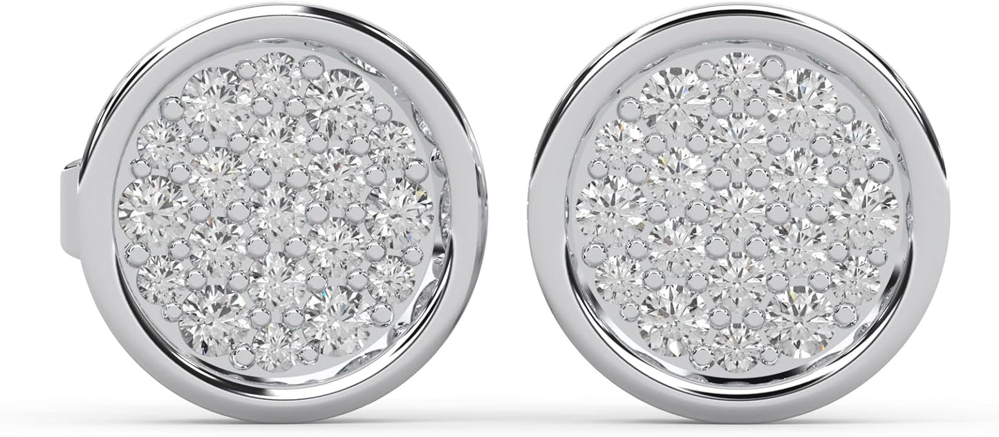 WHY SO SILVER INC 0.24 Ctw Round Cut Natural Diamond Bezel Set Stud Earrings for Women | 925 Sterling Silver | I-J Color, I2-I3 Clarity | Classic Everyday Earrings ,Hypoallergenic Fine Jewelry| Gift Box Included