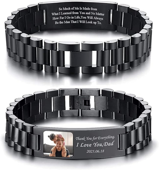 VNOX Masculine Watch Band Stainless Steel Link Bracelet Personalized Jewelry Gift for Men DAD Father Husband Boyfriend