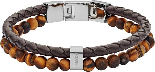 Fossil Men's Stainless Steel and Genuine Leather and/or Beaded Bracelet for Men