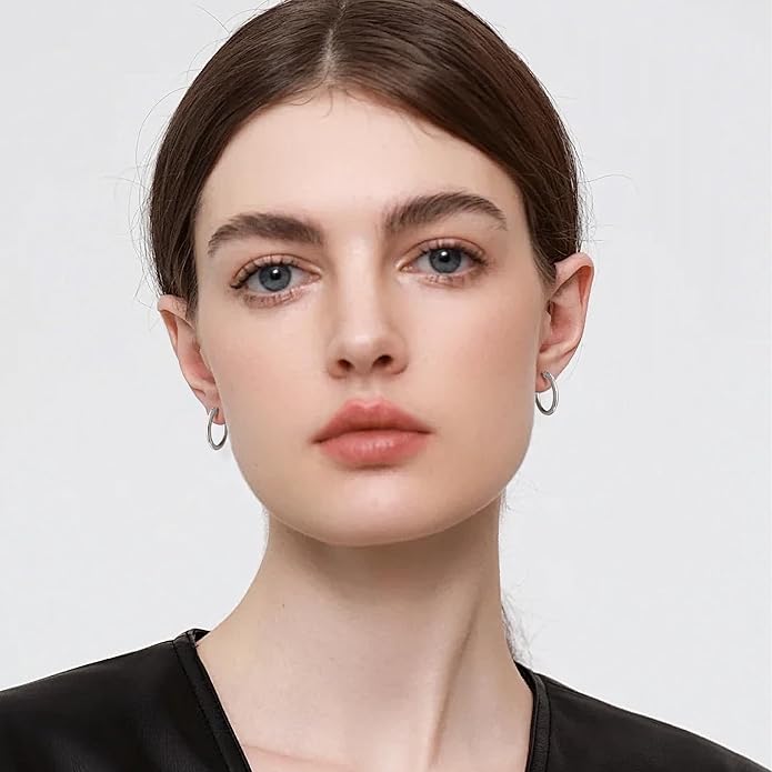 Gacimy Gold Hoop Earrings for Women 14K Real Gold Plated Hoops with 925 Sterling Silver Post