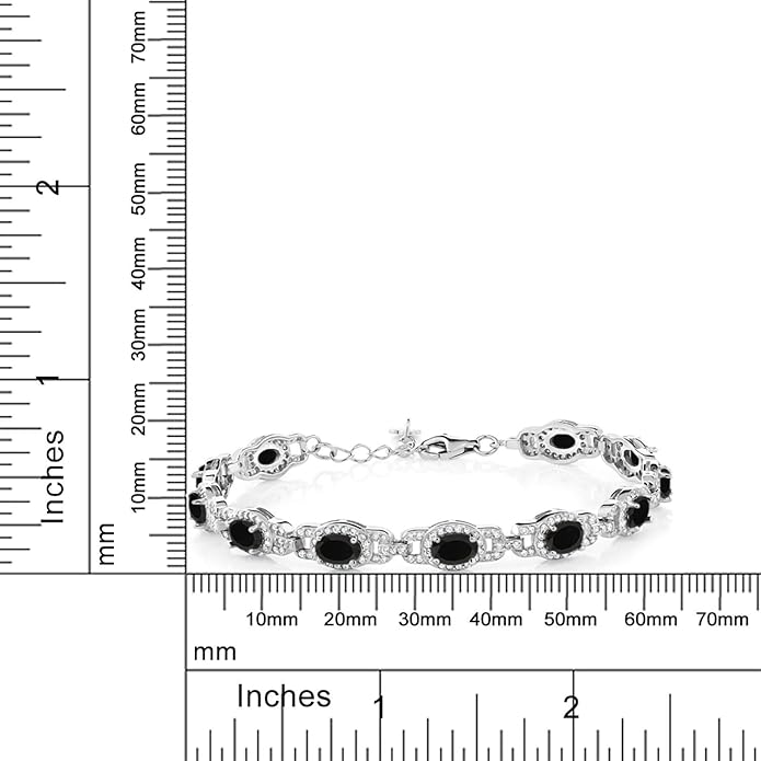 Gem Stone King 7-14 Cttw Oval Gemstone Birthstone Tennis Bracelet For Women | 925 Sterling Silver | Oval 6X4MM | 7 Inch With 1 Inch Extender | Fine Jewelry Gifts for Her Mom Women Wife