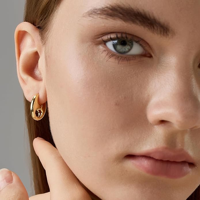 Green Crystal huggie gold hoop earrings for women Girls,14K Gold Plated with 925 Sterling Silver Post color Cubic Zirconia dainty cute Earrings| CZ Stud Earring