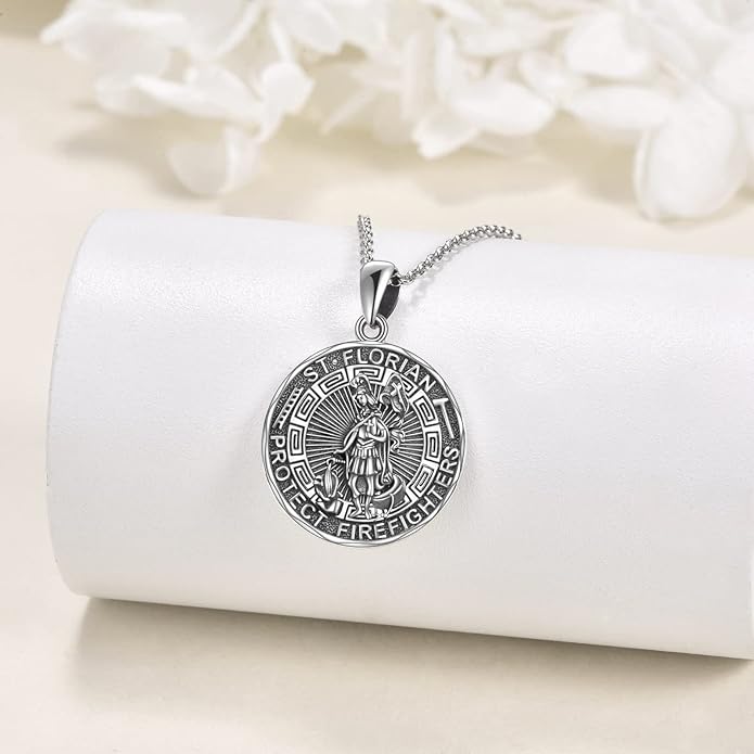 YFN Patron Saint Necklace Sterling Silver Amulet Medal Pendant Religious Protector Jewelry Gifts for Women Men