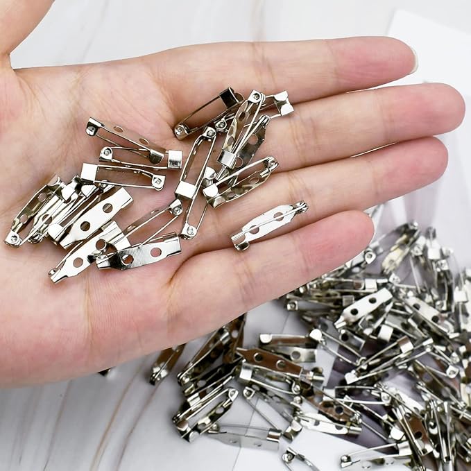100 Pcs Bar Pins - Silver Brooch Clasp Pins for Badges, DIY Craft, Sewing, Baby Shower, Wedding Name Tags (20mm)