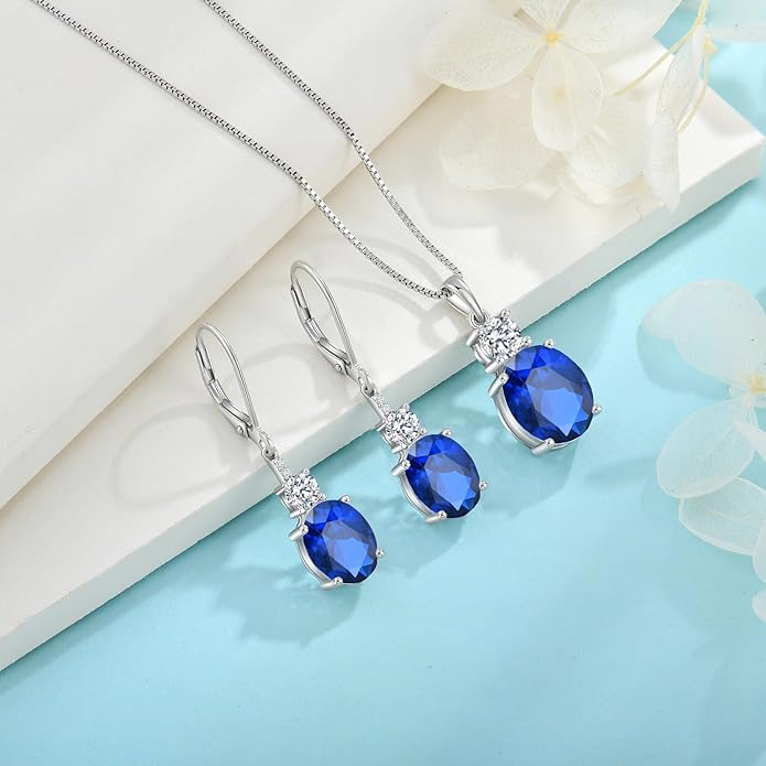 Birthstone Necklace for Women 925 Sterling Silver Oval Cut Cubic Zirconia Pendant Jewelry Gifts for Her