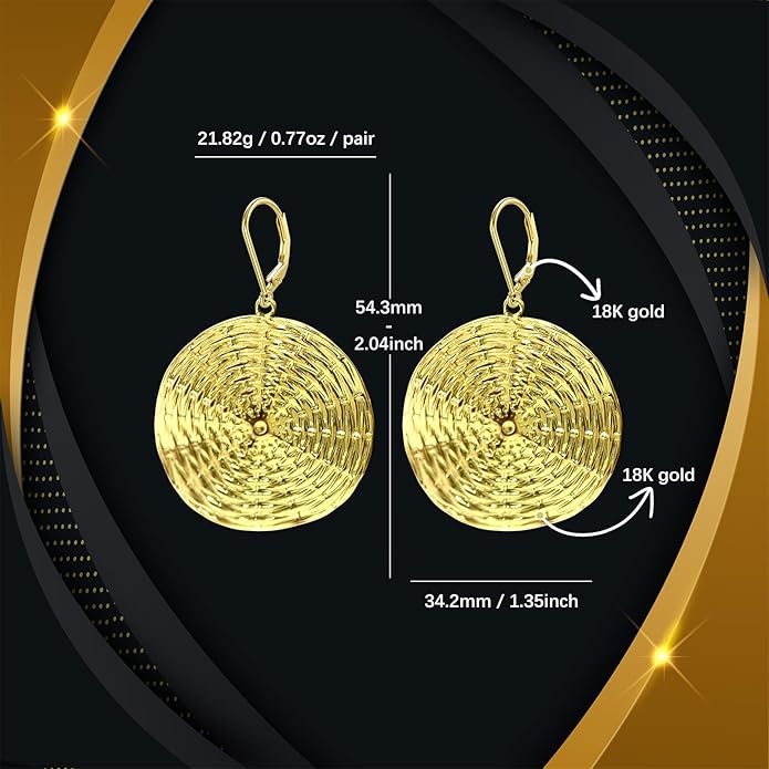 Silver Round Hoop Earrings for Women,18K Gold Hypoallergenic, Tarnish-Resistant, Vacation, Chunky & Gold Plated Dangle Earrings, Trendy Statement Jewelry Gift Idea