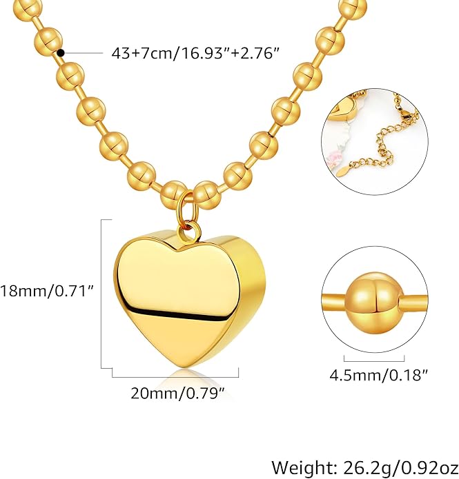Chunky Gold Necklace for Women, 18K Waterproof Heart Necklace Statement Necklace Gold Charm Necklace Chunky Jewelry Paperclip Chain Choker Gift for Women