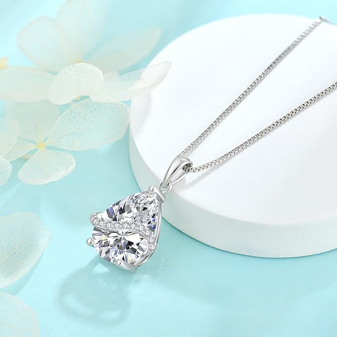 Teardrop Necklace for Women 925 Sterling Silver Birthstone Necklace Pendant Jewelry Gifts for Her