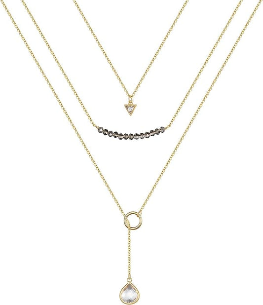 Turandoss Gold Layered Necklaces for Women - 14K Gold Plated Handmade Multilayer Bar Pearls Coin Disc Moon Butterfly Medallion Adjustable Dainty Layered Choker Necklaces for Women Jewelry