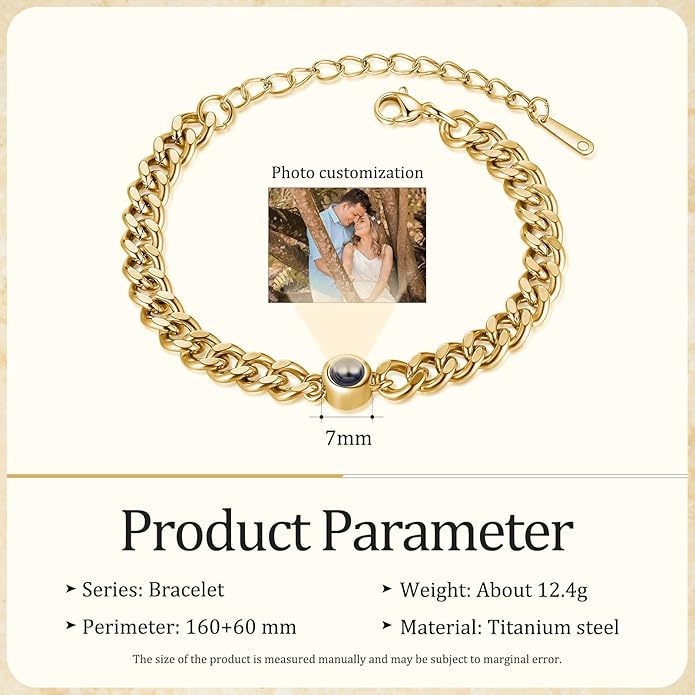 ROSI Personalized Bracelets with Picture Inside, Custom Projection Bracelets with Photos, Picture Bracelet Personalized Photo Gifts, Memorial Gifts for Women Mom Family Couple Girl
