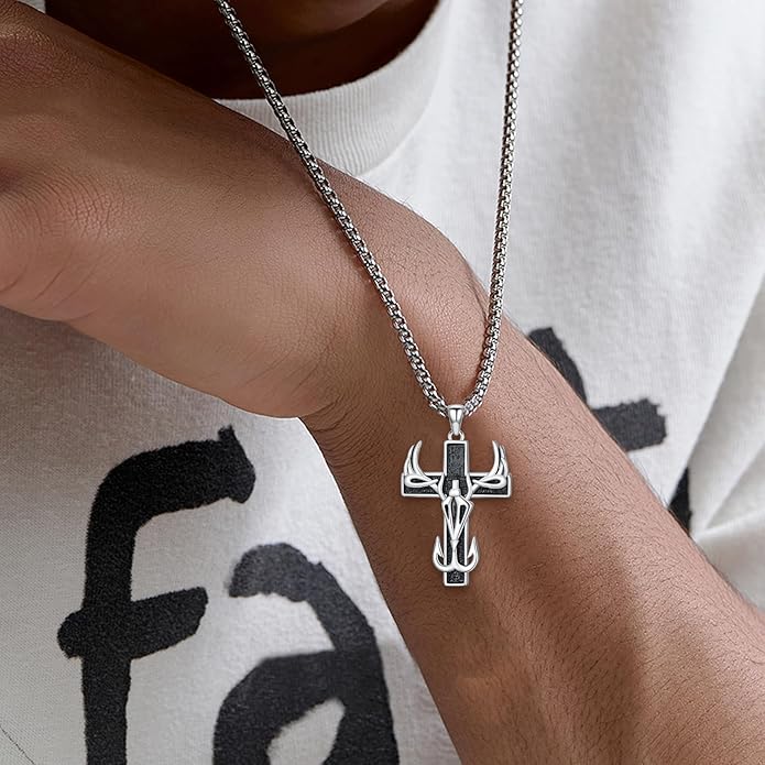 KoyeKei Cross Necklace for Men 925 Sterling Silver Celtic Cross Pendant Christian Jewelry Religious Christmas Gifts for Women