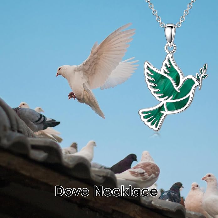 Dove/Hummingbird/Red Cardinal Necklace 925 Sterling Silver Turquoise/Opal/MoonStone/Malachite Bird Necklace Dove Pendant Jewelry for Women Men