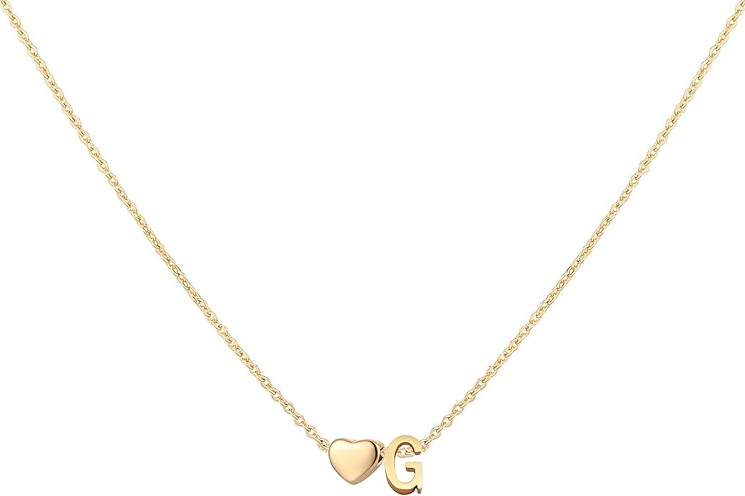 Initial Heart Necklace 18K Gold Plated Stainless Steel Tiny Heart Letter Necklace Personalized Monogram Name Necklace for Women
