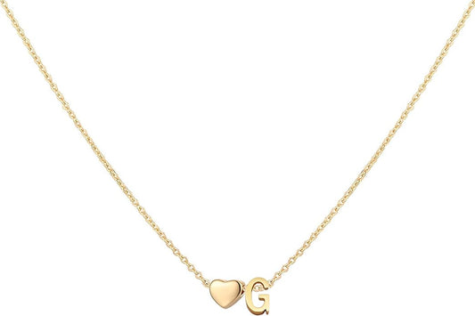 Initial Heart Necklace 18K Gold Plated Stainless Steel Tiny Heart Letter Necklace Personalized Monogram Name Necklace for Women