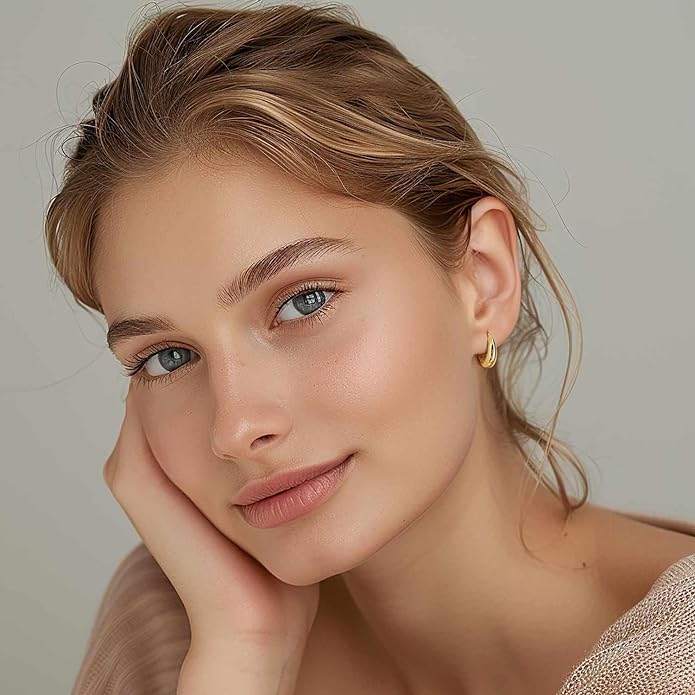 Gold Hoop Earrings for Women 14K Gold Earrings for Women Design Hypoallergenic Lightweight Gold Hoop Earrings Hoops 13 MM/18 MM/22 MM