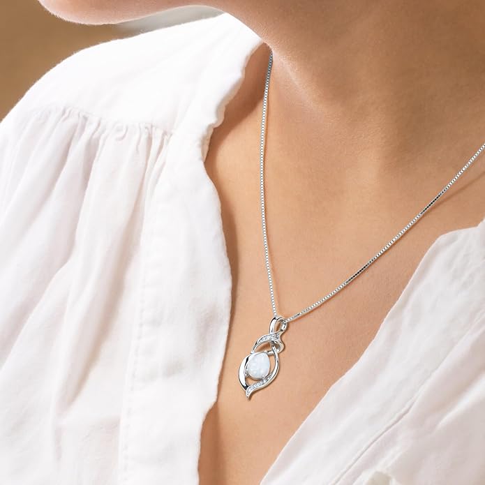 Birthstone Necklace for Women 925 Sterling Silver Necklace Birthday Gifts for Women Mom Wife 18"+2" Inch