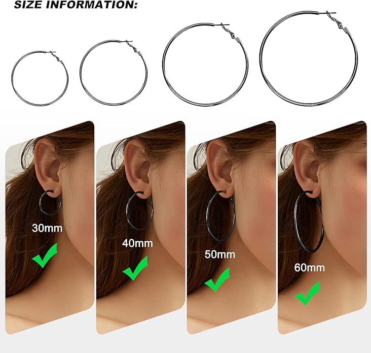 4 Pairs Silver Gold Hoop Earrings for Women | 14K Gold Plated Hoop Earrings Set Hypoallergenic Earring Lightweight Dangle Earrings Set