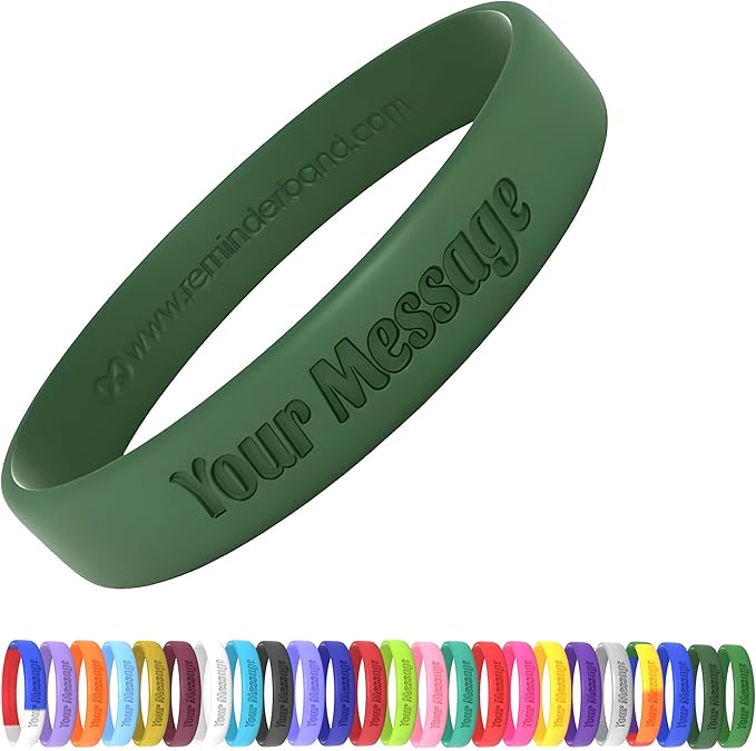 Reminderband Custom Silicone Bracelet – Motivational Wristbands, Bulk Personalized Bands for Events, Awareness, Fundraisers, Gifts – Custom Rubber Bracelets - 1/2" Classic