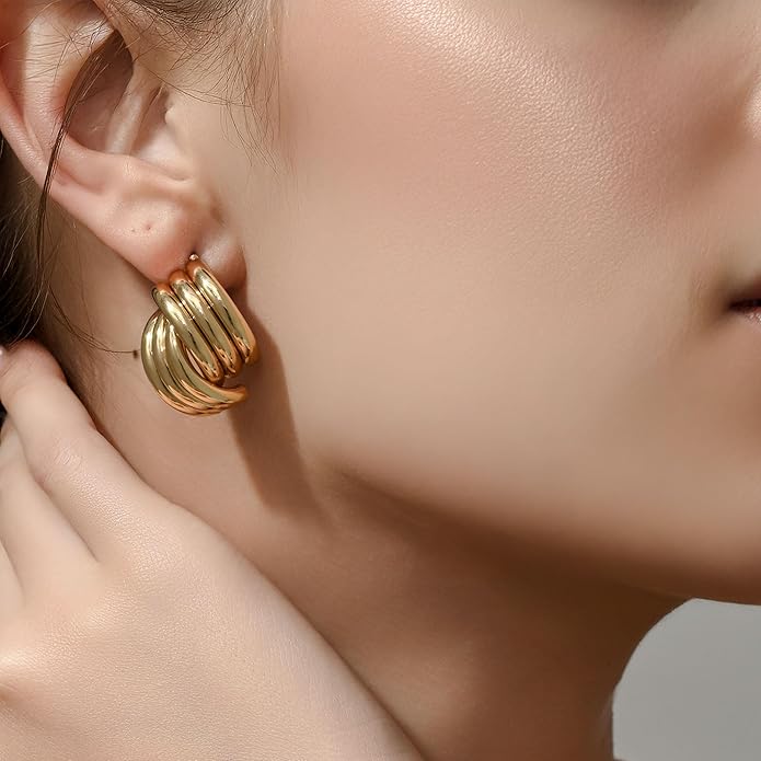 SEADAY Hoop/Stud Earrings Set for Women,Hypoallergenic Lightweight Non-Tarnish Everyday Earrings,Dainty Gold/Rhodium Plated Jewelry,Fashion Accessories,Christmas/Birthday Gift for Women Men