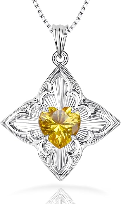 Delicate Four-Leaf Clover Charm Necklace with January Birthstone - S925 Silver, Gift Idea