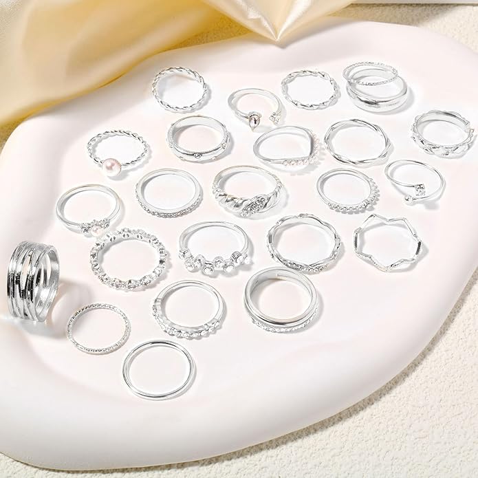 CHICUTIE Gold Knuckle Rings Set For Women Stackable Joint Finger Midi Rings Dainty Cubic Crystal Zirconia Simple Hollow Twist Cute Rings Pack Jewelry Gift