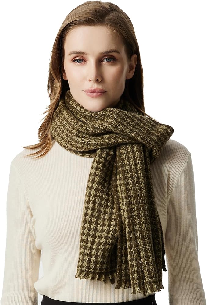 EURKEA 100% Cashmere 2025 Winter Scarf for Women Fringed Edges Warm & Soft Lightweight Solid/Plaid/Two-Tone Free Size