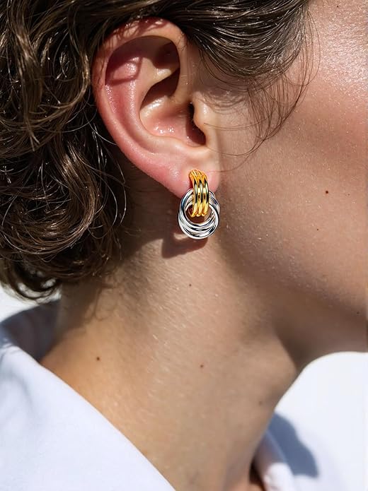 Trendy 14K Gold Plated Knot Earrings are Thick and Charming Pendant Earrings for Women They are Lightweight Hypoallergenic Fashion Accessories Jewelry Gifts for Women