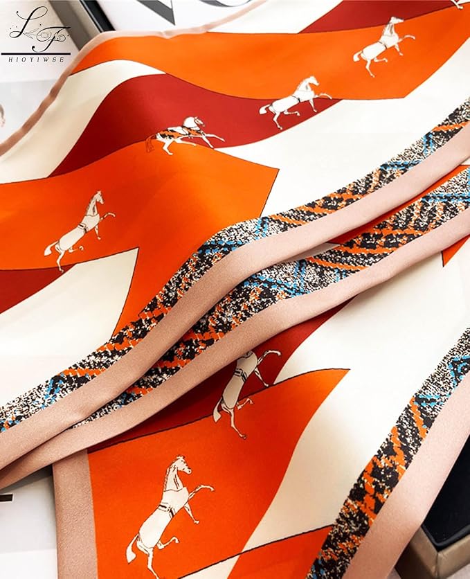 Hioyiwse Head Scarf Hair Neck Scarves For Women Purse Bag Scarfs For Handbags Silky Long Thin Satin Headscarf Fashion
