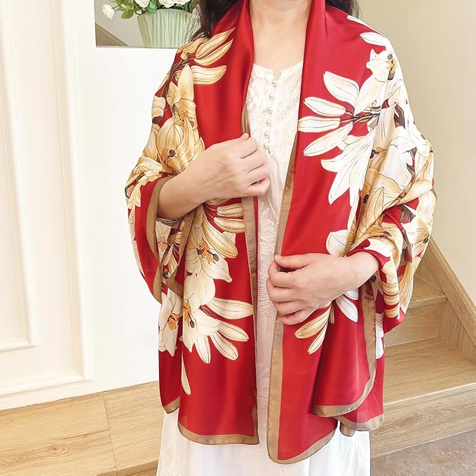 Long Silk Like Scarf Lightweight Satin Scarves Large Sunscreen Shawl Wrap for Women
