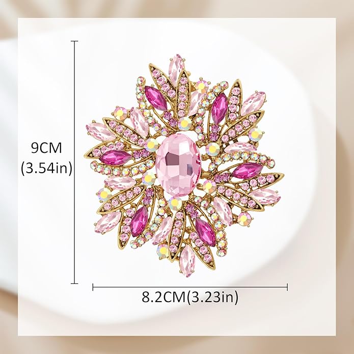 YOQUCOL Sunflower Shape Crystal Big Large Heavy Brooch Pin Rhinestone Scarf Decoration Corsage Cloth Pin for Women Girls
