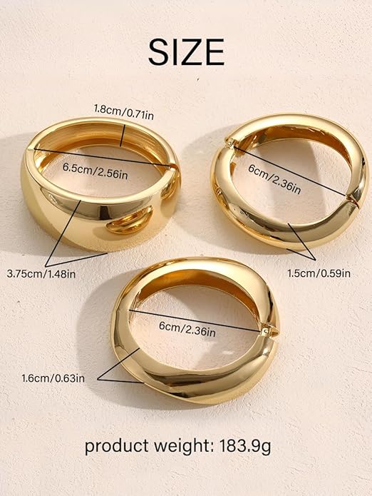 Chunky Gold Bangle Bracelets for Women, 14k Dainty Gold Cuff Stackable Bracelet Set, Trendy Bracelet Stack Fashion Jewelry Gifts