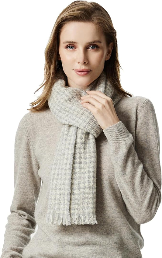 EURKEA 100% Cashmere 2025 Winter Scarf for Women Fringed Edges Warm & Soft Lightweight Solid/Plaid/Two-Tone Free Size