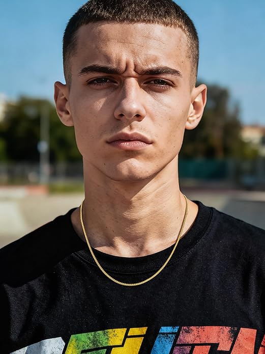 Bestyle 18K Gold Plated/Silver/Black Chain for Men, Hypoallergenic 2/4/6/8mm Stainless Steel Flat Link Chain Necklace for Men & Women Hip Hop Jewelry, 14-30"