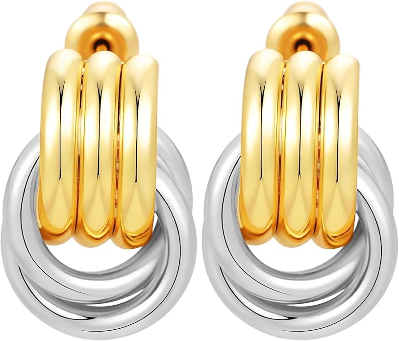 Trendy 14K Gold Plated Knot Earrings are Thick and Charming Pendant Earrings for Women They are Lightweight Hypoallergenic Fashion Accessories Jewelry Gifts for Women