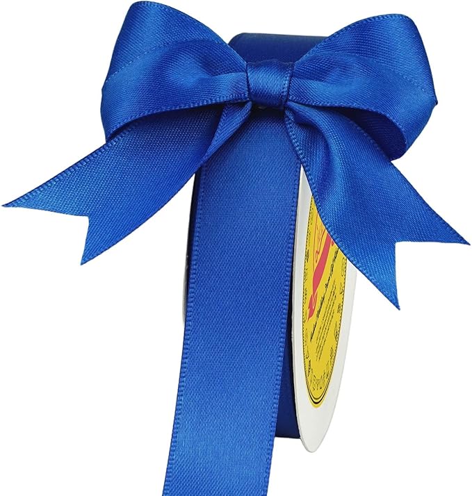 LEEQE Double Face Royal Blue Satin Ribbon 7/8 inch X 25 Yards Polyester Royal Blue Ribbon for Gift Wrapping Very Suitable for Weddings Party Invitation Decorations and More