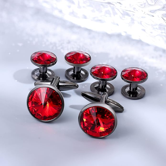 HAWSON Cufflinks for Men with 4/6 pcs Shirt Studs Set, Gift Box Packed, Mens Jewelry or Accessories for Wedding, Party, Anniversary, Birthday