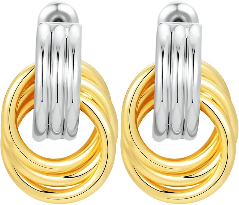 Trendy 14K Gold Plated Knot Earrings are Thick and Charming Pendant Earrings for Women They are Lightweight Hypoallergenic Fashion Accessories Jewelry Gifts for Women