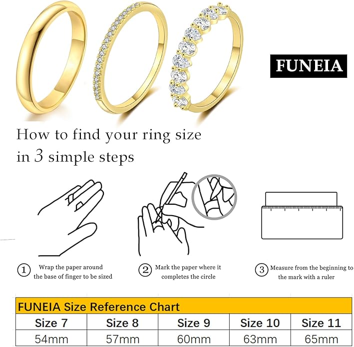 FUNEIA Stackable Gold Rings for Women Non Tarnish Trendy Dainty 14K Gold Plated Stacking Cubic Zirconia Thumb Ring Set Pack Statement Chunky Band Rings Promise Engagement Rings Size 7 8 9 10 11