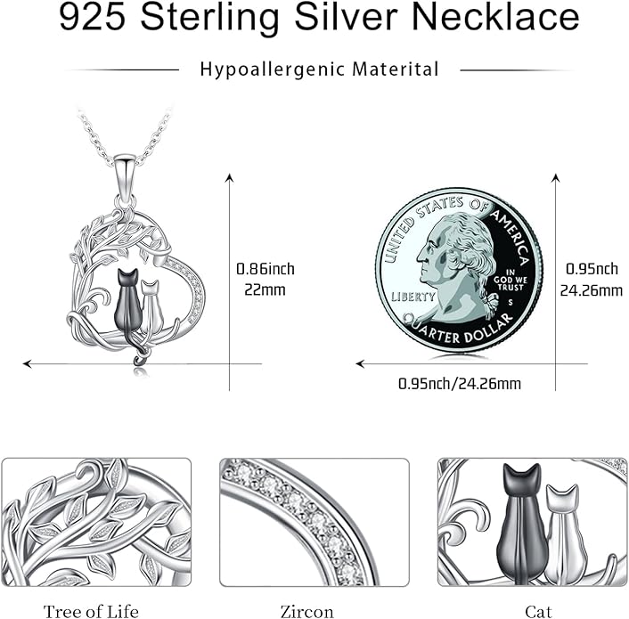 Dog Cat Necklace Pendant 925 Sterling Silver Pet Jewelry Gifts for Women