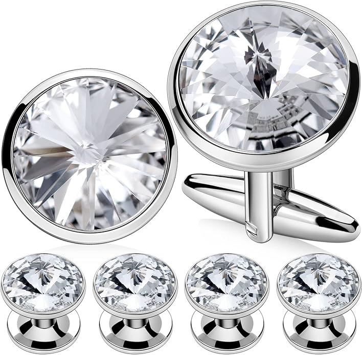 HAWSON Cufflinks for Men with 4/6 pcs Shirt Studs Set, Gift Box Packed, Mens Jewelry or Accessories for Wedding, Party, Anniversary, Birthday