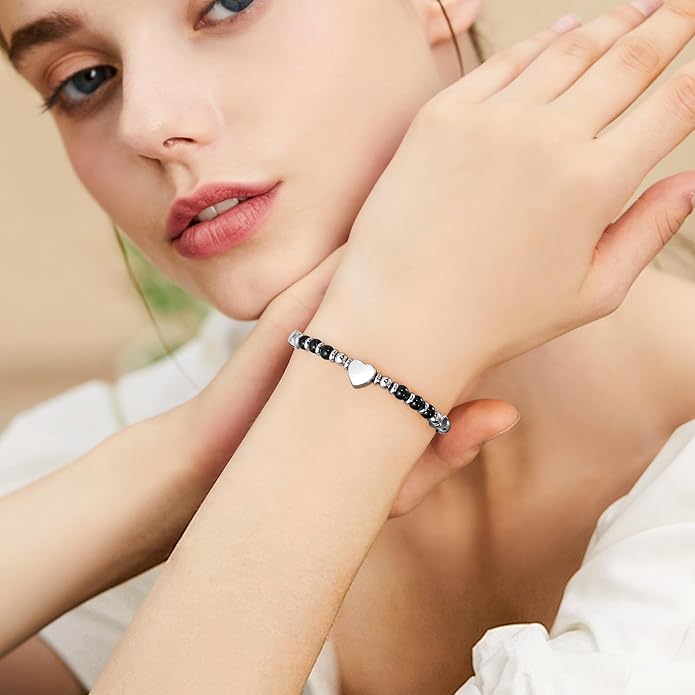 VIBILIA Cross Beaded Bracelets for Women, Inspirational Natural Heart Religious Bracelets for Women, Birthday Christian Gifts for Women on Thanksgiving Christmas Gifts