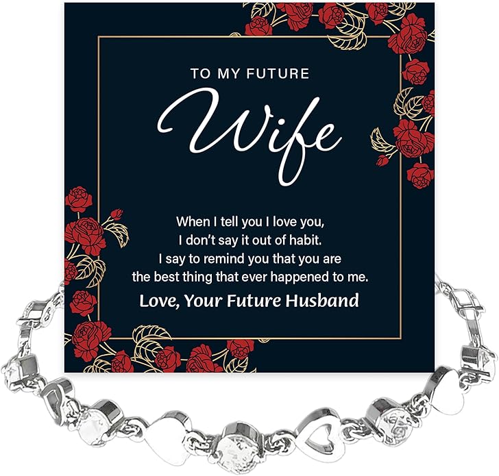 To My Future Wife Crystal Heart Bracelet Gift From Future Husband, Beautiful Jewelry Birthday, Christmas, Valentine’s Day, Bracelet For Her With Heartfelt Message & Elegant Box